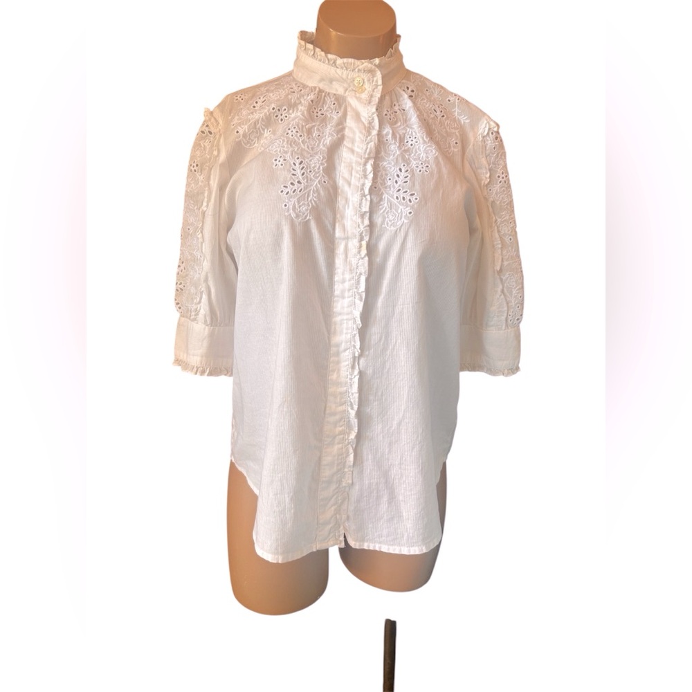 J. Crew White Eyelet Blouse